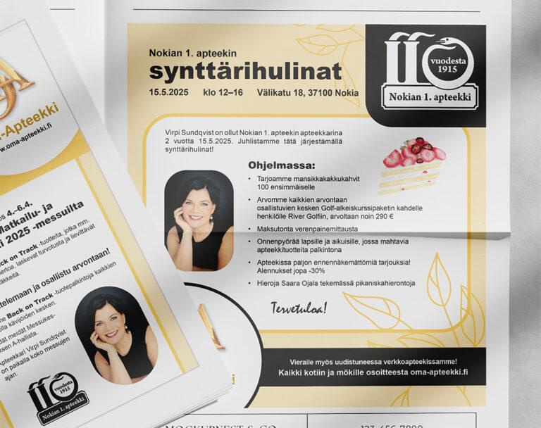 Nokian 1. Apteekin mainos sanomalehden kannessa